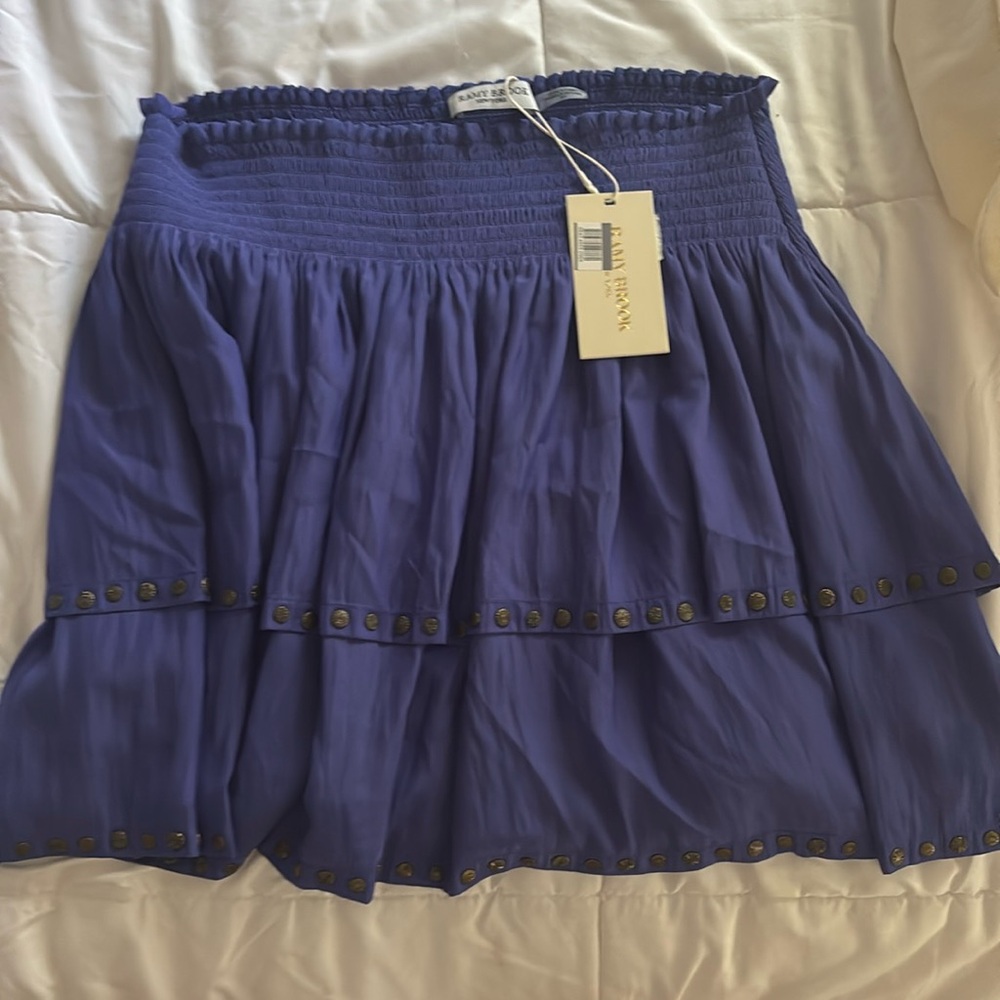 RAMY BROOK Rita Visky Tiered Miniskirt Large Studded Ruffled